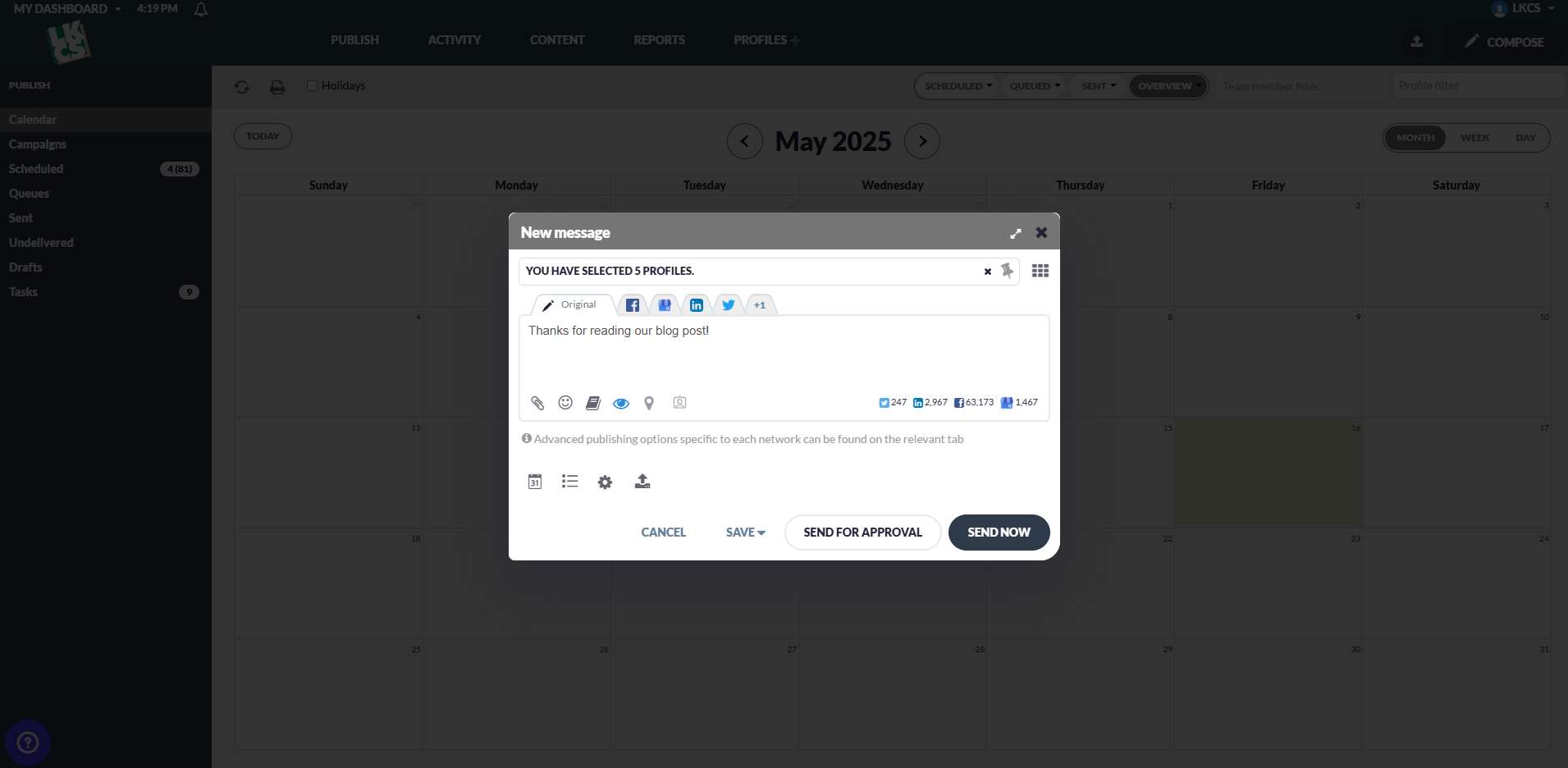 Screenshot of compose media screen